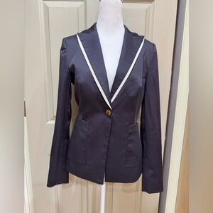 SASSOFONO Classy Navy Blazer Jacket Sz 36 US S Small Beautiful Detail & Buttons